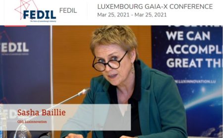 Sasha Baillie, CEO of Luxinnovation, speaks at the Luxembourg GAIA-X conference