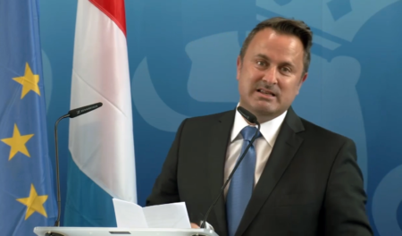 Prime Minister Xavier Bettel speaks at the inauguration of MeluXina