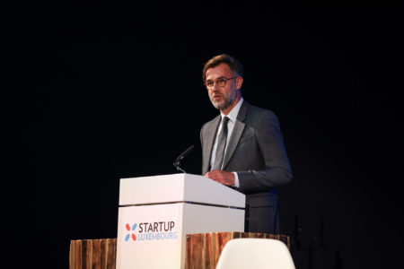 Minister of the Economy Franz Fayot speaking at the launch of the Startup Luxembourg website