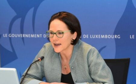 Minister for Finance Yuriko Backes presents the economic situation of Luxembourg